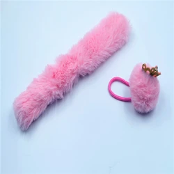 Plush ball, rubber band bracelet dual purpose slap on bracelet Crown plush ball slap  bracelet