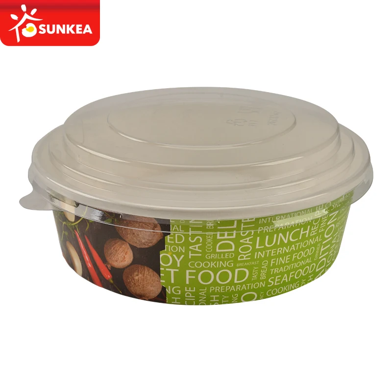 32oz 40oz PLA coating kraft salad paper bowl with lid