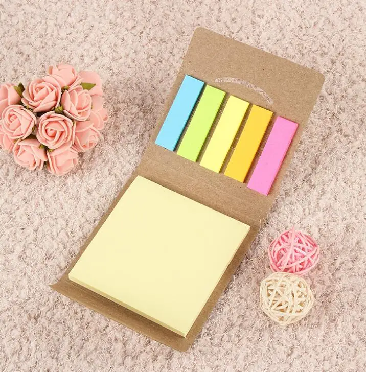 
Promotional Gifts Small Sticky Notes With Custom Logo 7 x 7 cm Brown Kraft Cover Sticky Notes With Memo Pad 2019 