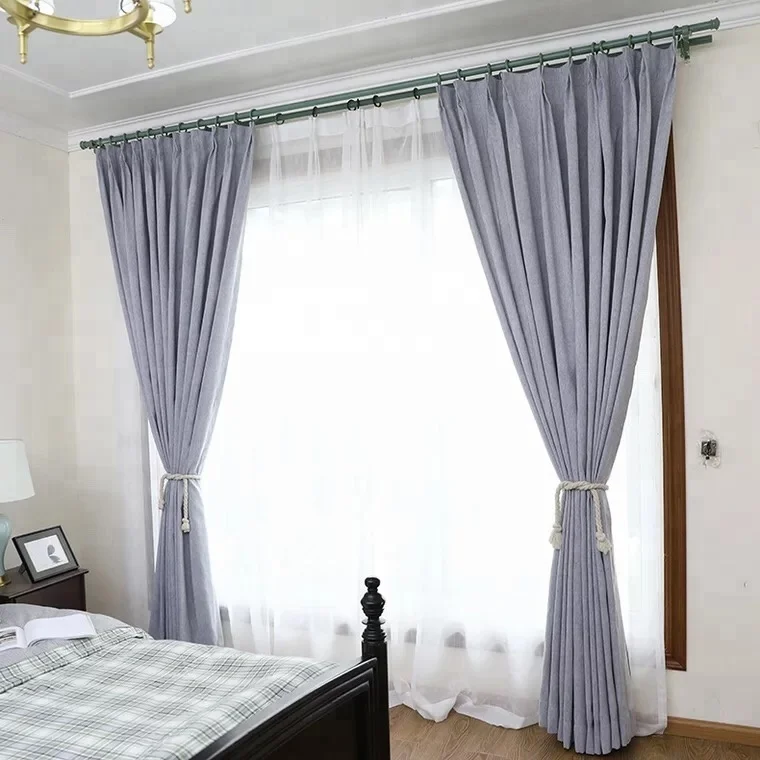 curtains made in china wood linen like fabric thick fabric blackout curtain slub fabric stock with ring top