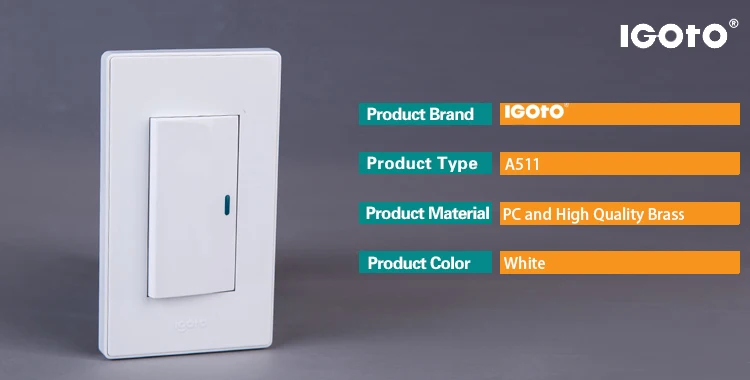 Igoto American Style A511 1gang electrical push button light wall switch