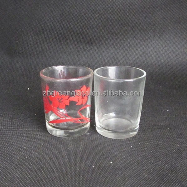 Wholesale straight side round clear shot glass with decal