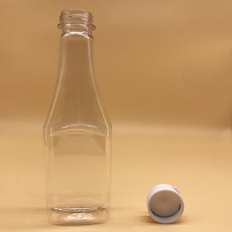 Customize 300ml transparent Pet Soy Sauce bottle For the kitchen with flip cap