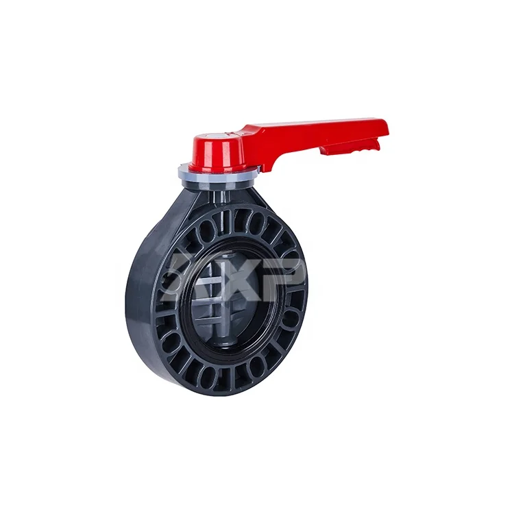 Средняя температура давления DIN JIS ANSI стандарт НПВХ ручной рычаг Тип Химический клапан трубы DN40 до DN200 Клапан-Бабочка