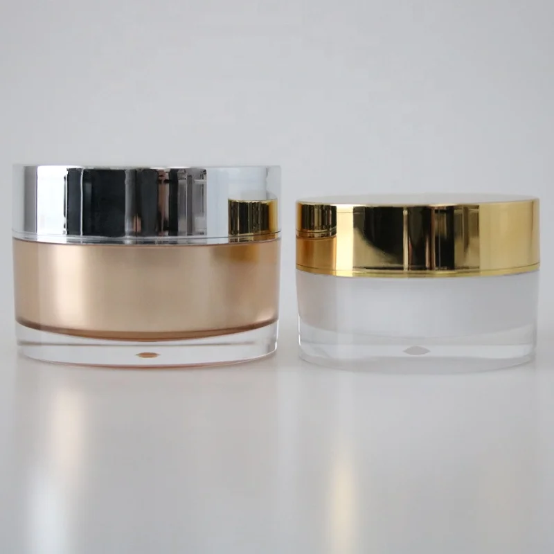 
custom round container with gold cap cosmetic 30g acrylic cream jar 1 oz jar for skin care 