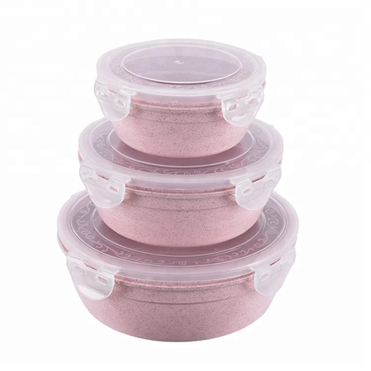 Household Items Airtight Wheat Straw Food Container Microwavable