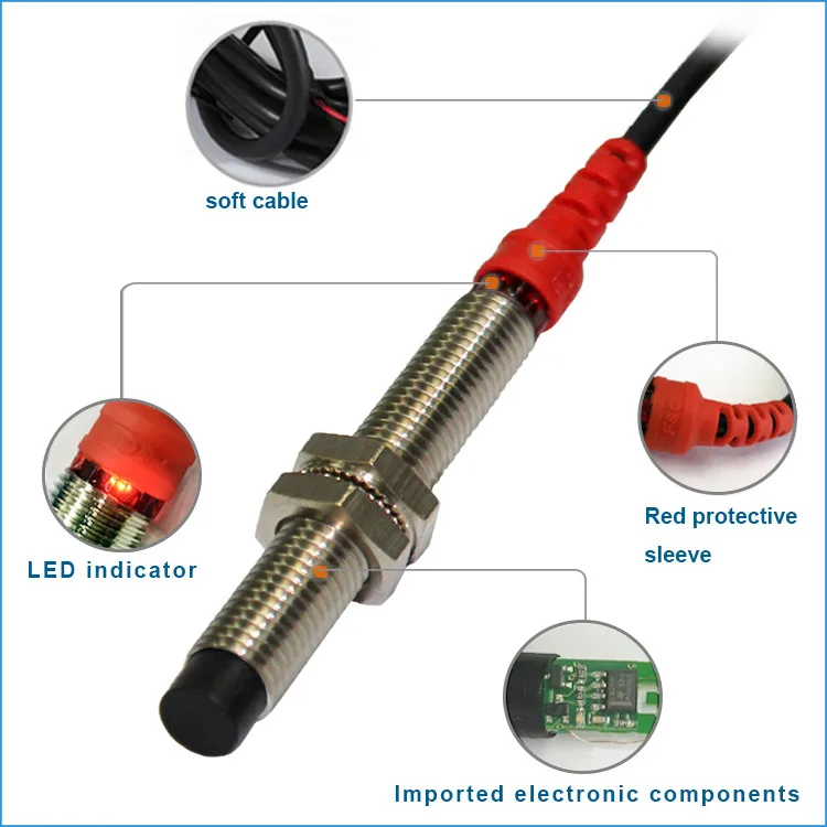 DC 12V 8mm Proximity Sensors Price 2mm Sensing PNP NO Non-flush  Switch