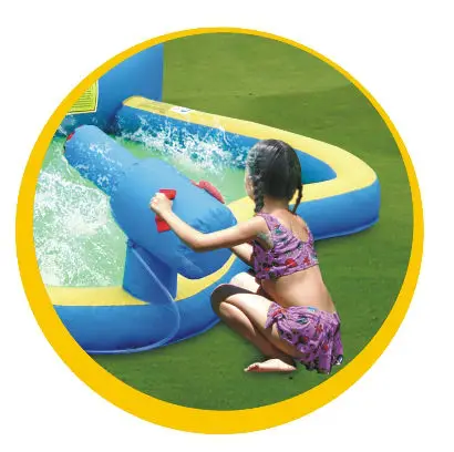 
Happyhop 9047N Splash Wave Fun Zone , Inflatable Mega Slide and Pool Fun Park for children,inflatable bouncer and slide 
