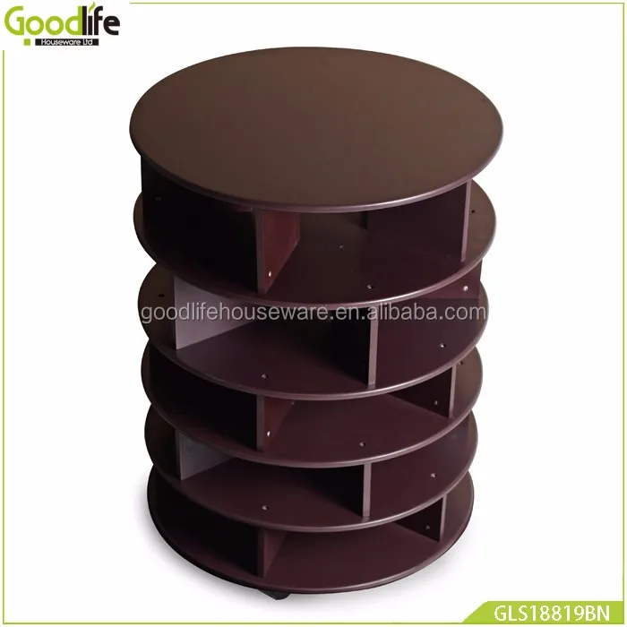 Wooden rotating shoe rack with wheels