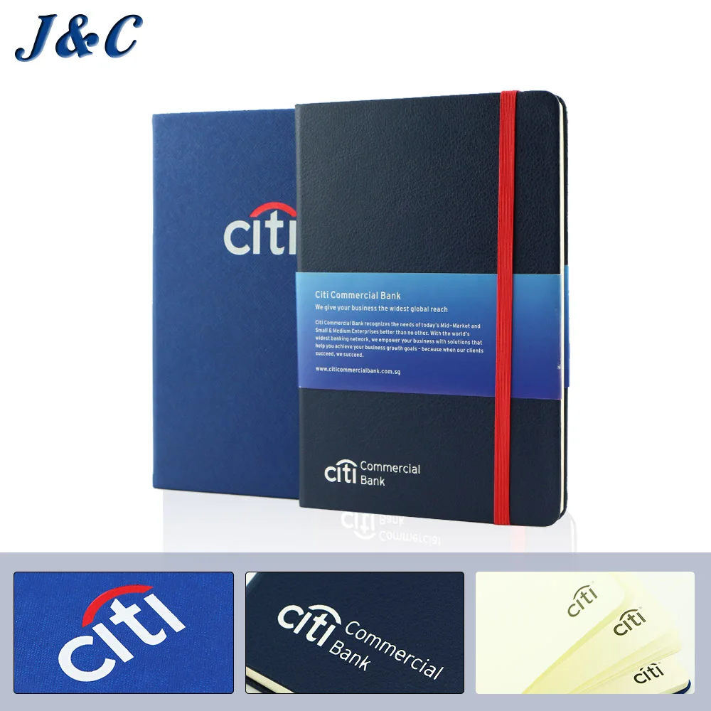 Promotional journal pu leather dot grid 80gsm paper Hardcover A5 Elastic band Customized Notebook