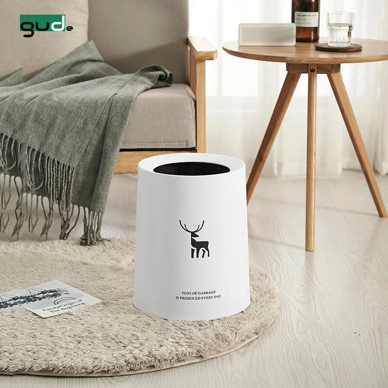 2019 new design household double layers modern custom round plastic double-deck trash can toilet trash can for sale