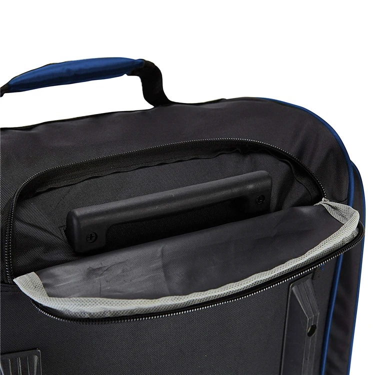Large u-shaped opening travel suitcase In-line blade wheels trolley luggage bag