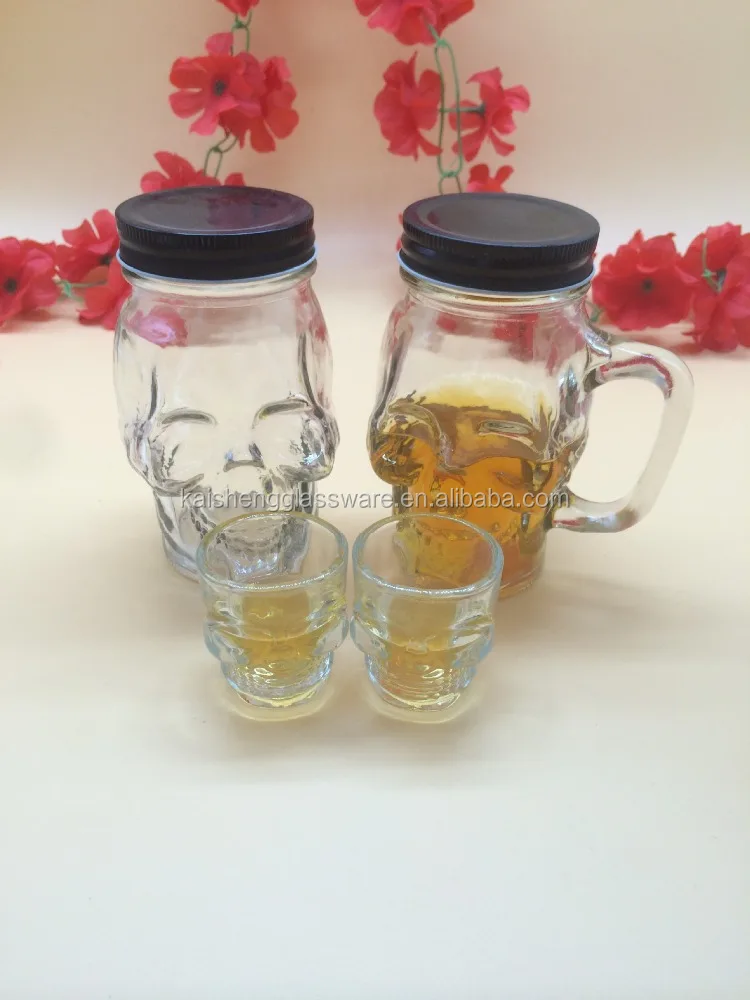 
Sublimation Drinking Without Handle Skull Shaped Beer Glass jar 