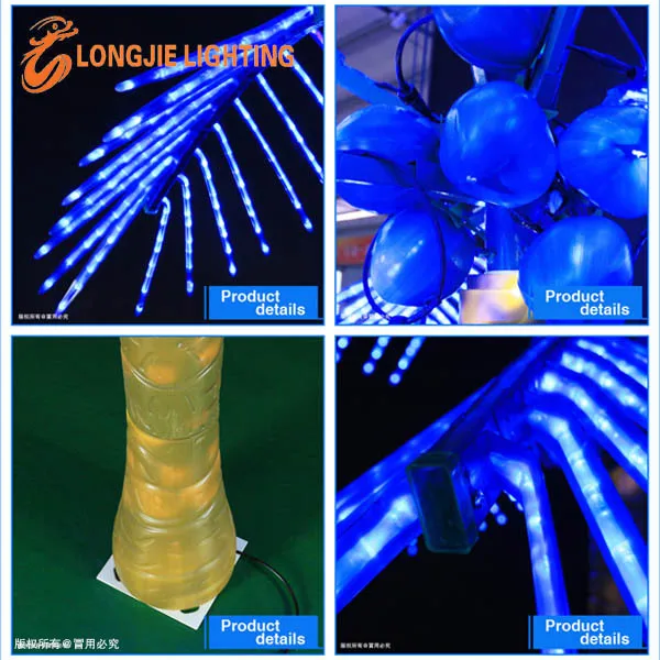 3.0m high Hawaii artificial lighted led coconut leaf palm tree light/landscape light