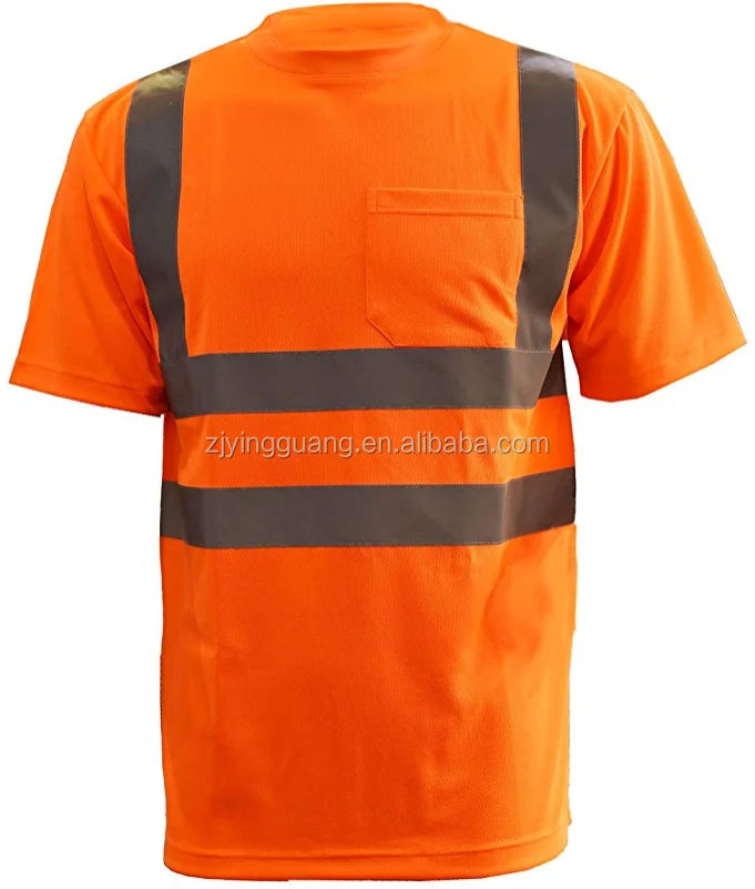 
Safety workwear short sleeve t shirt with pocket and ANSI 