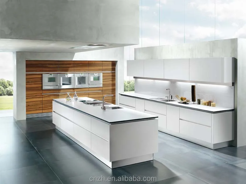 Competitive Price 2015 high glossy Red color Laquer Finished MDF modern kitchen cabinets