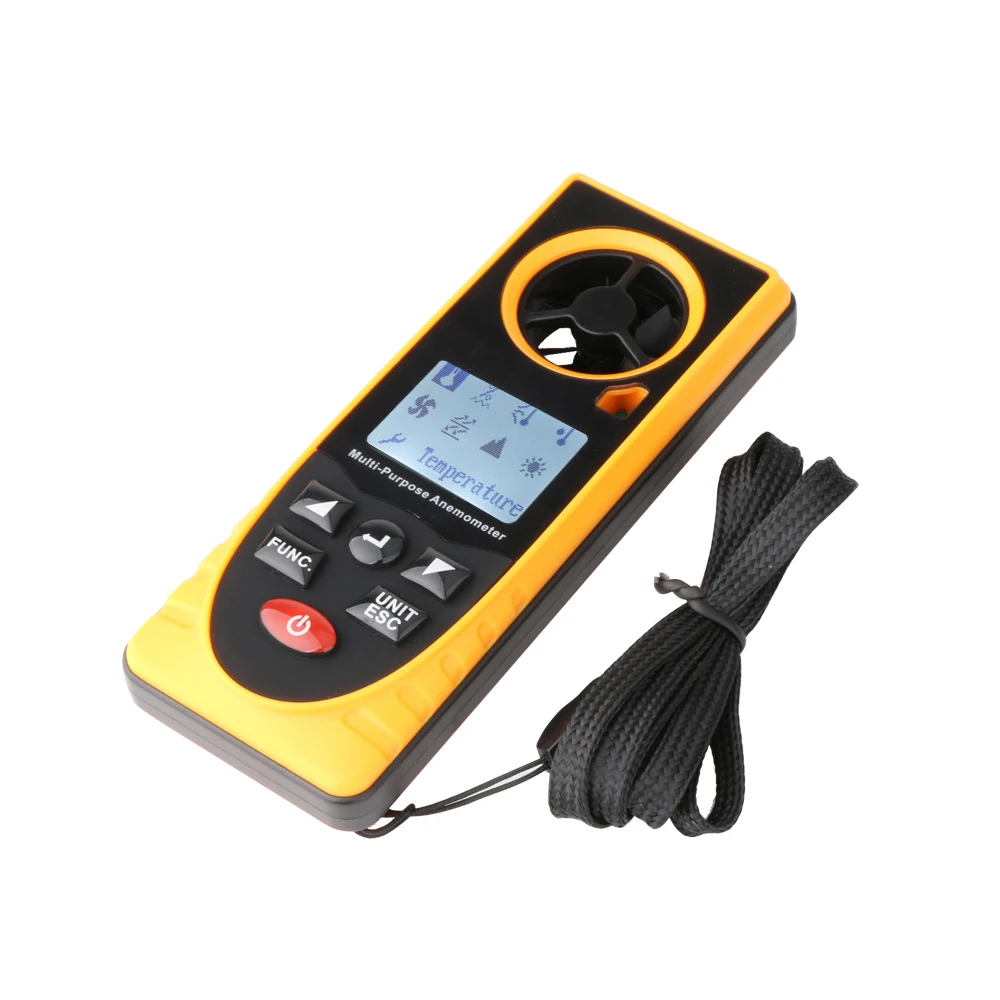 Hand-Held Anemometer Measuring Air Conditioning Outdoor Wind Speed Temperature Volume Tester Meter Sensing High Precision