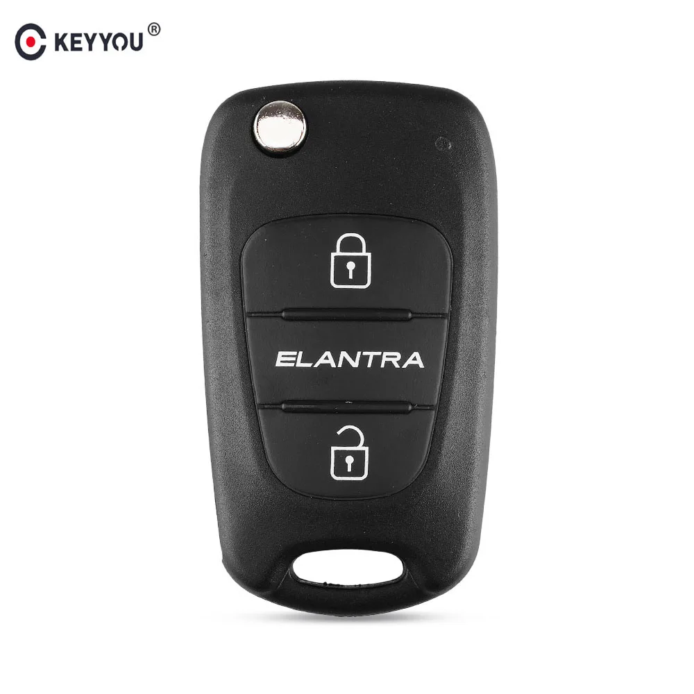 
KEYYOU Replacement Flip Folding Key Shell Cover Fit For Hyundai Elantra Keyless Entry Key Fob 3 Buttons For Car Key Case 