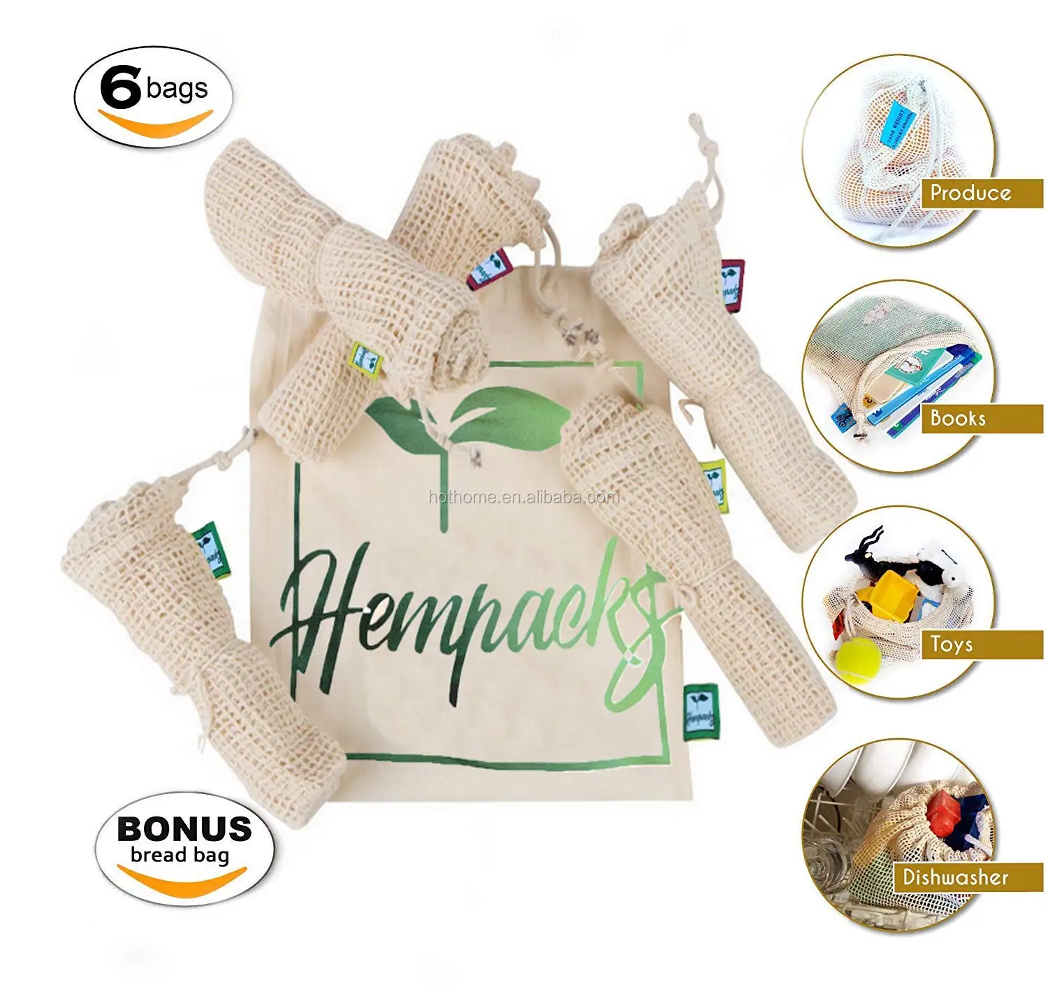Reusable Mesh Bags Cotton Mesh Bag Net Organic Reusable Produce Bag