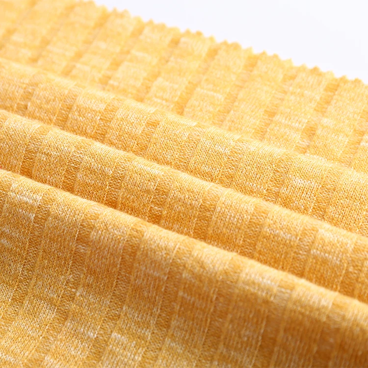 new design high quality 97%polyester 3%spandex 230gsm yarn dyed slub  rib  knit fabric custom bamboo for fashion clothing