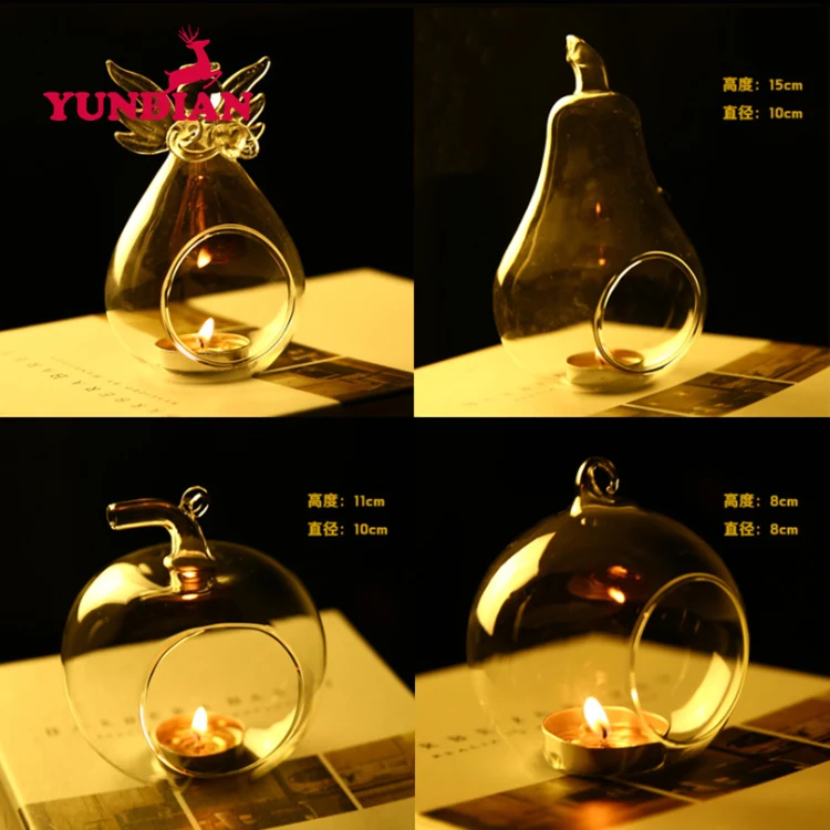 Wholesale Blown Christmas Decorative Clear Transparent Hanging Glass Ball Votive Tealight Candle Holder For Home Party Wedding