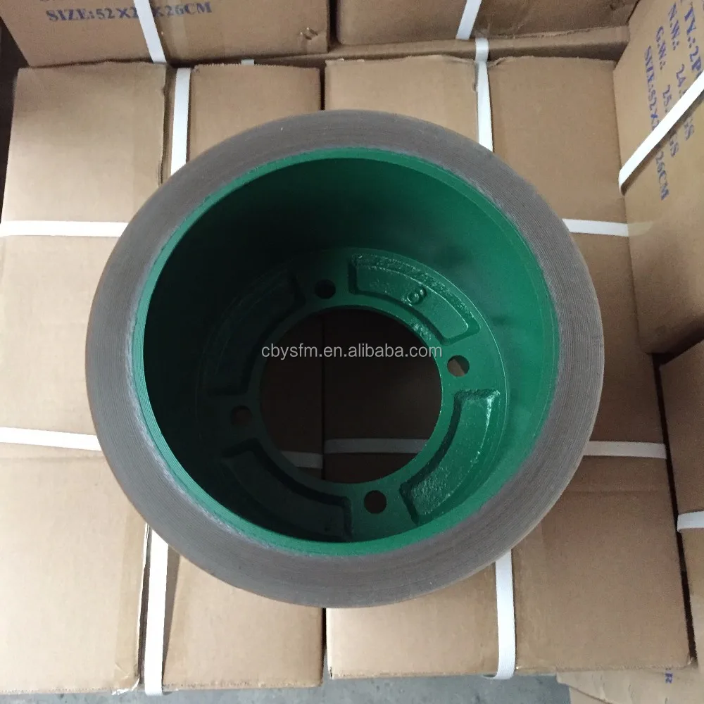 10-дюймовый коричневый подушка из бутадиен-стирольного каучука Риса Резиновый ролик на чугунного литья барабан