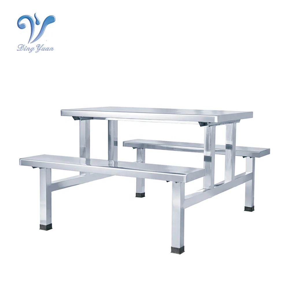 Wholesale Stainless Steel  Fast Food Table with Chair for Restaurant  4 people/ 6 people/ 8 people