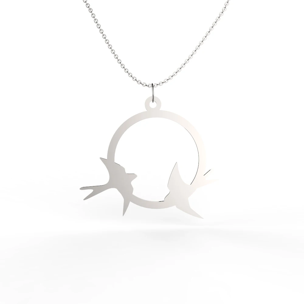 Wholesale Fashion Jewelry Flying Swallow Bird in Circle Pendant Necklace in Stainless Steel