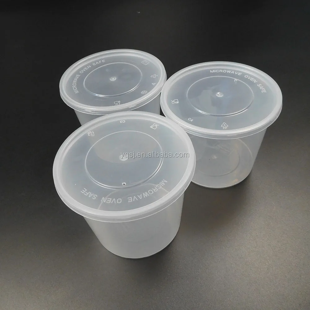 672ml/24 oz round disposable food storage container, plastic container with lid