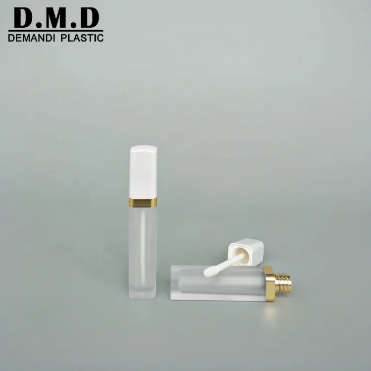 Free sample 5ml square frosted lipgloss tube containers with brush