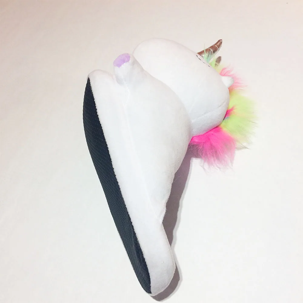 White Plush Unicorn Slippers Custom Kids Plush Slippers Children Home Plush Slippers For Bedroom