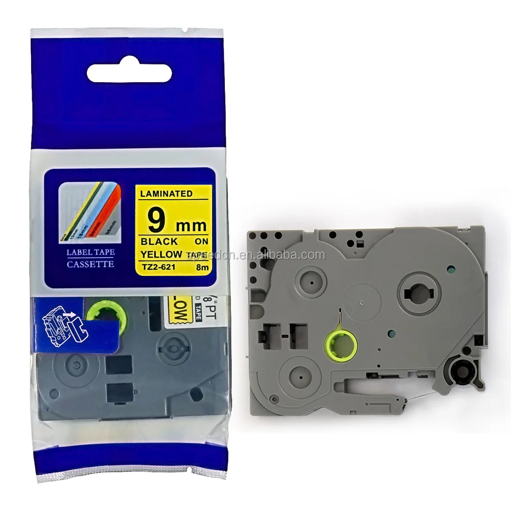 PUTY 6 мм/9 мм/12 мм/18 мм/24 мм 36 мм Совместимость ламинированные этикетки лента черный на желтом цвете TZ2-611/TZ2-621/TZ2-631/TZ2-641/TZ2-651/TZ2-661