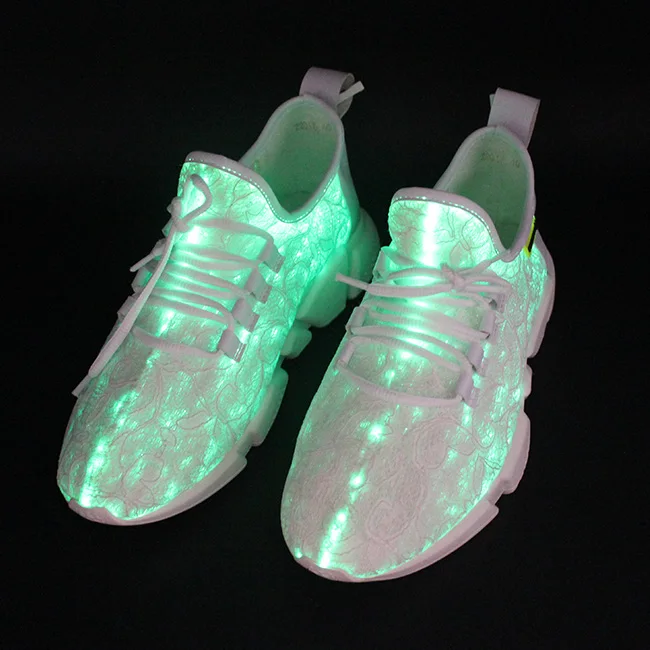 Fiber Optic Design USB Rechargeable Led Light Running Shoes Led Light up Kids Shoes EVA PU Cotton Fabric Elastic Band Spider Man
