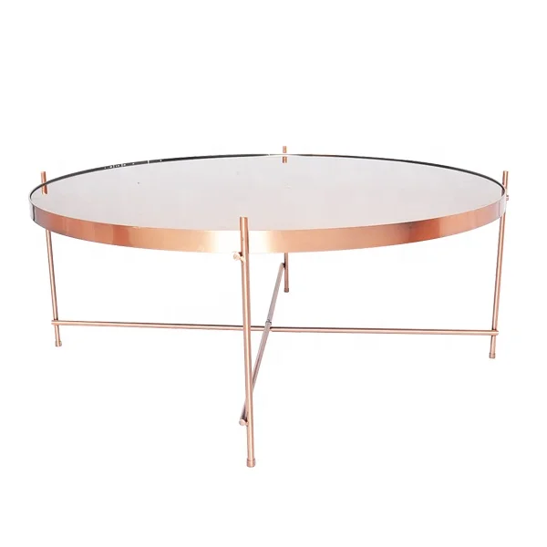 
Modern wholesale custom fashion tinted mirror metal frame coffee table 