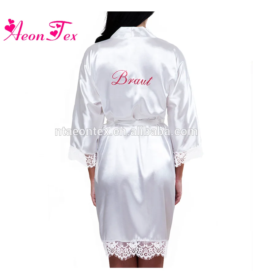 
2019 Wholesale Satin Bridal Party Bridesmaid Robe with Glitter Print 