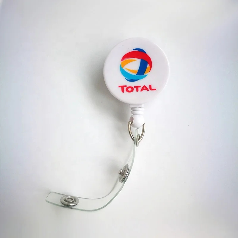 Custom UV Printing Logo Round Nursing Retractable Badge Holder Reel Custom Branding Plastic ID Card Holder Reel Clip