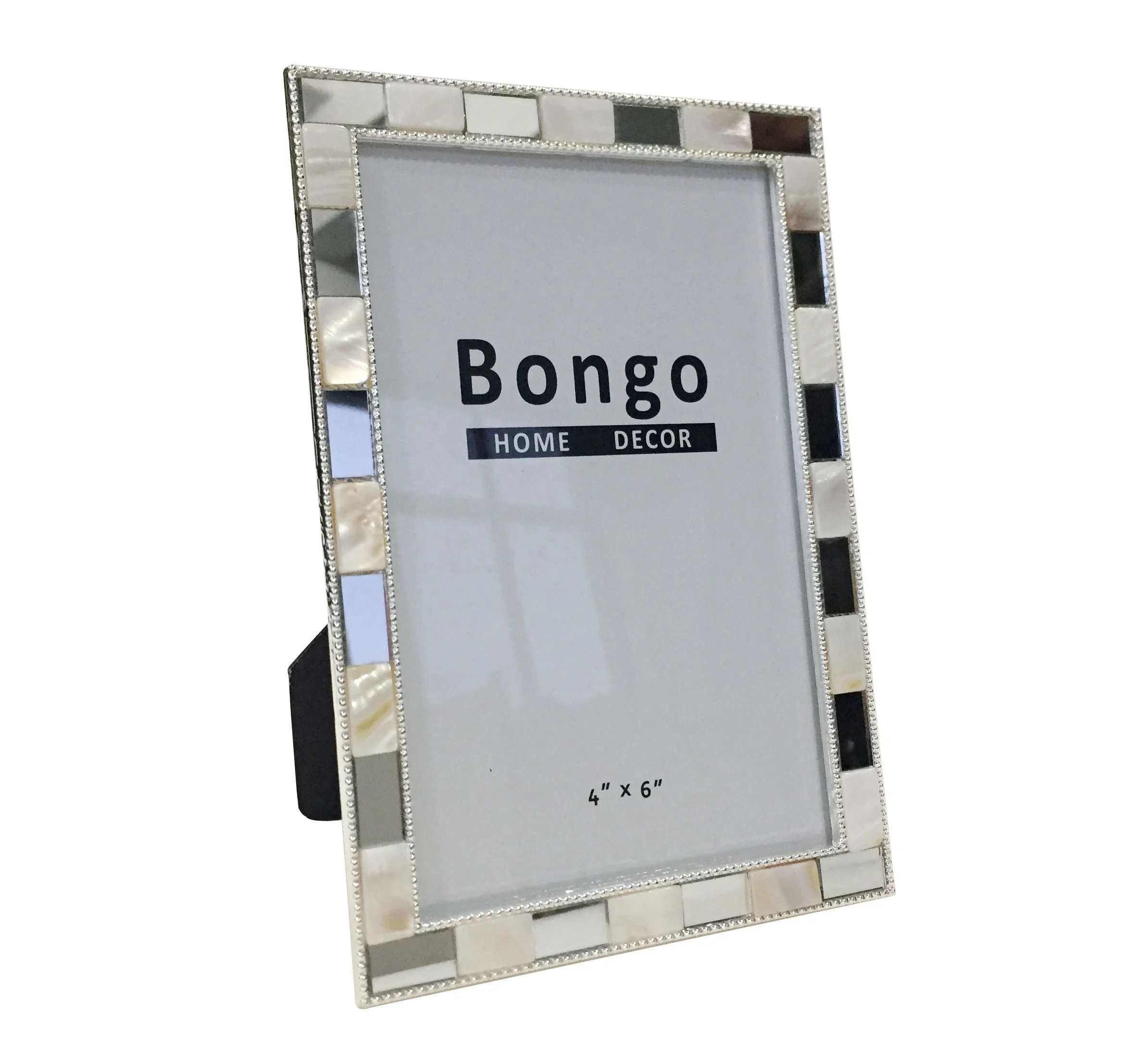 silver plated metal picture photo frame with mirror