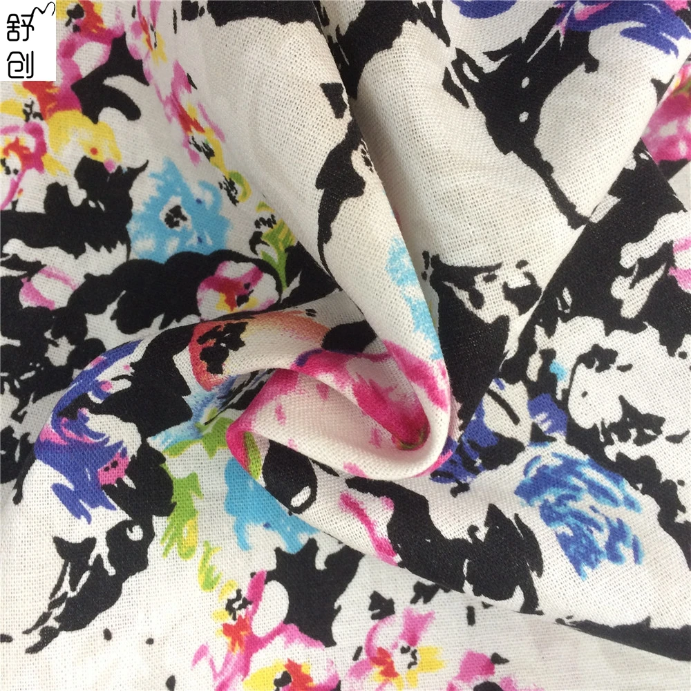 Осеннее платье для девочек, ткань из льна и хлопка с принтом