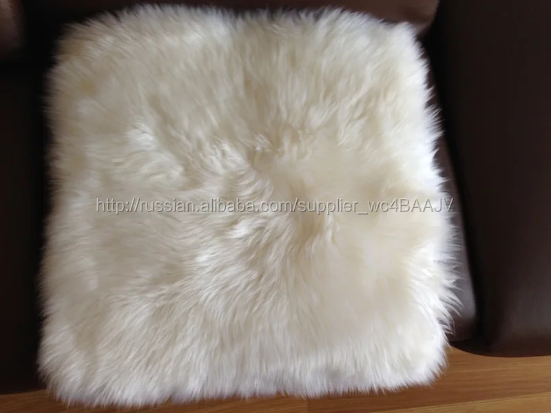 Подушка на сидение из натур. меха длинный ворс беж