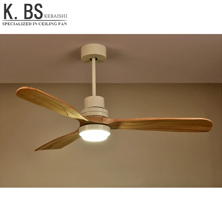 Hot Selling 52inch Brown Wood Blade Modern Remote Control 18w Led Light Ceiling Fan