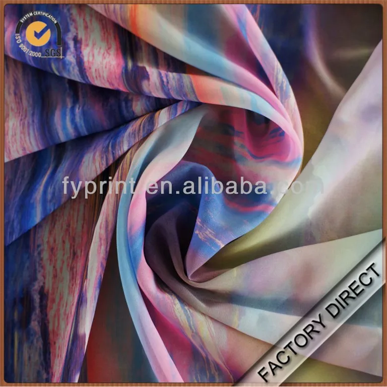 Factory direct popular digital printed gradient color chiffon fabric