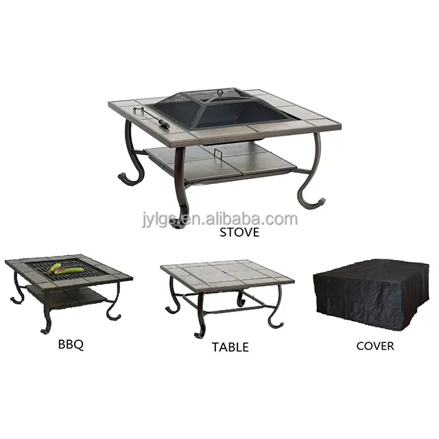 
 Уличный квадратный барбекю стол 34 дюйма с чехлом от дождя  