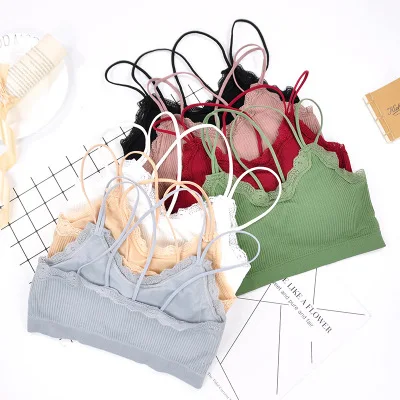 Оптовая продажа, женский спортивный бесшовный кружевной бюстгальтер с чашками пуш-ап