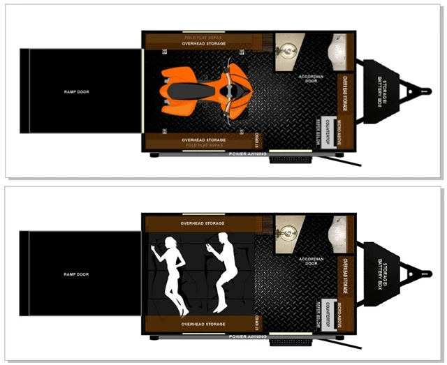 ManleyORV 02 Tiny Small Travel Off Road Trailer Toy Hauler Camper Caravan For motorcycle