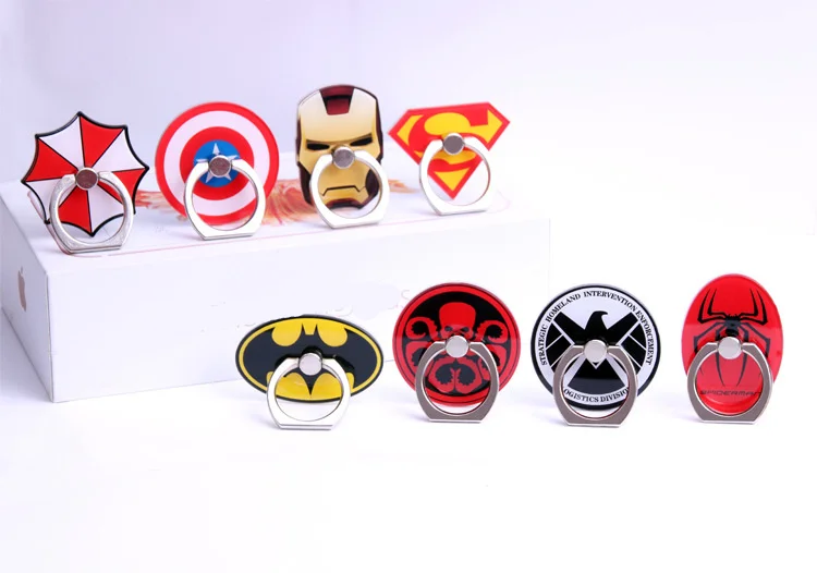 
mobile phone holder Stand Ring Cool Cartoon Superman Captain America Iron Man Holder 