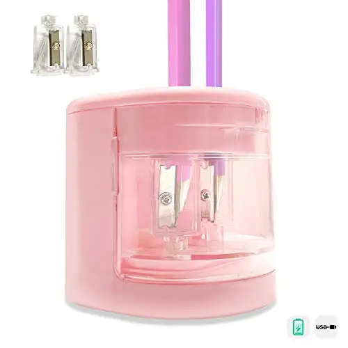 LULAND Electric Pencil Sharpener Dual-Hole 0.23-0.31 Inch & 0.35-0.47 Inch USB or Battery-Operated Kids Safety for School