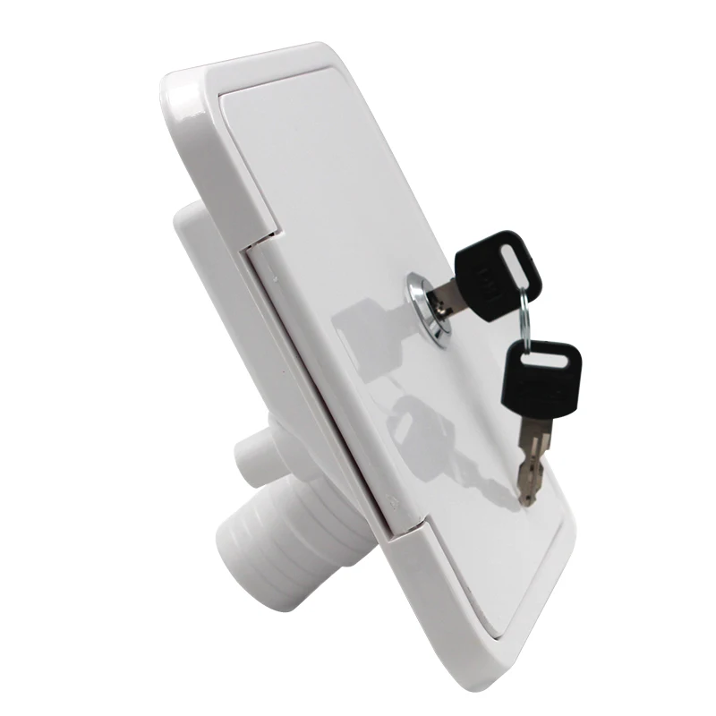
White Gravity/City Water Inlet Hatch Fill Dish Lock Keys RV Trailer 