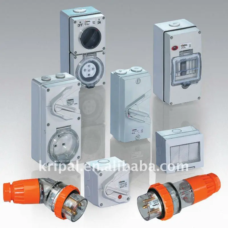 Промышленная штепсельная вилка розетка с переключателем Открытый водонепроницаемый