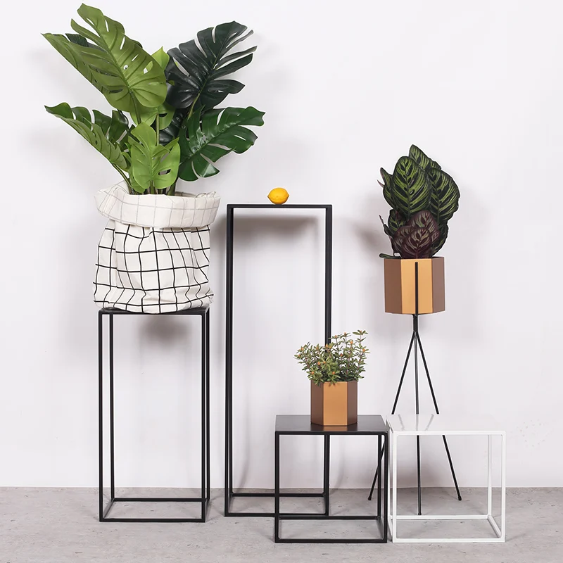Wholesale set of 3 indoor outdoor garden free standing floor metal iron flower plant pot stand for home decor