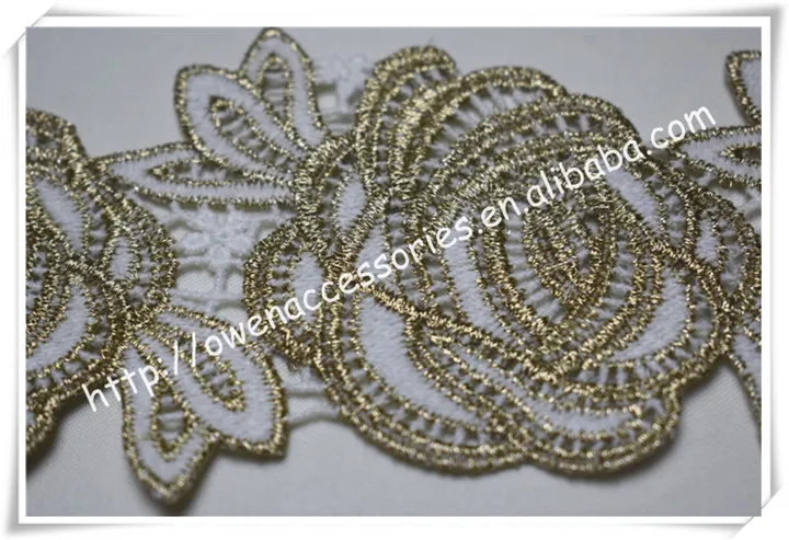 free sample, customized design 7cm Gold Lace Trim for Dress